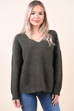 Pulover Dama Selected Livana V-Neck Grape Leaf
